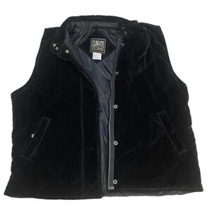 Vtg Retro 90s Women’s Climate Zone Black Velvet Diamond Quilted Vest Large